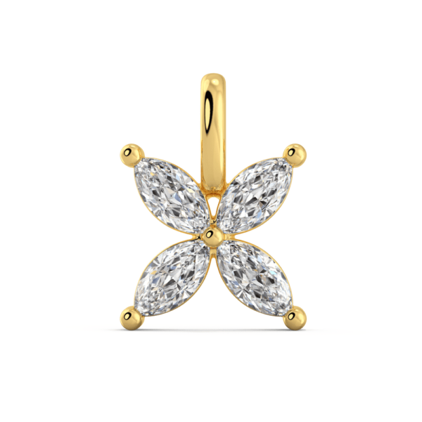 Winnie Front Yellow Gold Diamond Marquise Petal Floral Charm