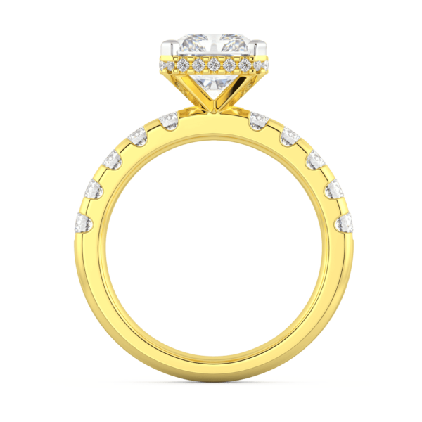 Kathleen Side Yellow Gold Lab Grown Diamond Radiant Under Rail Set Half Band Ring