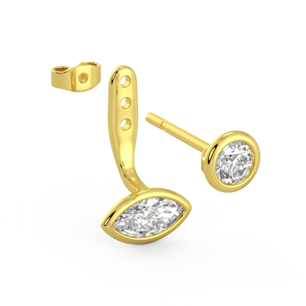 Luna Marquise Angled Yellow Gold Lab Grown Diamond Bezel Enhancer With Anna Studs