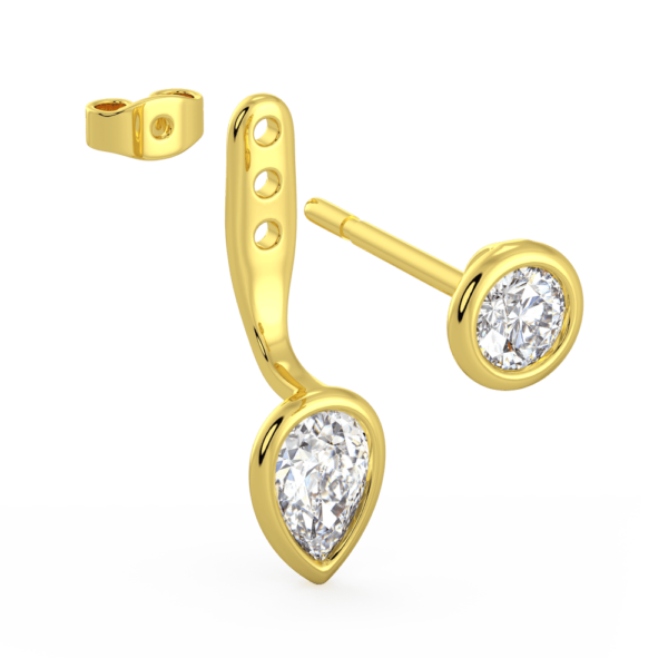 Luna Pear Angled Yellow Gold Lab Grown Diamond Bezel Enhancer With Anna Studs