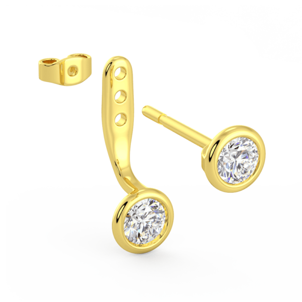 Luna Round Medium Angle Yellow Gold Lab Grown Diamond Bezel Enhancer With Anna Studs