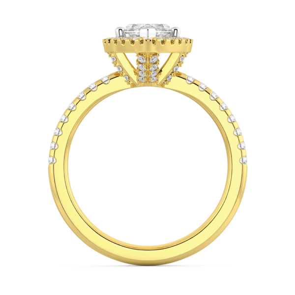 Natasha Side Yellow Gold Lab Grown Diamond Marquise Halo Prong Set Accent Basket Half Band Ring