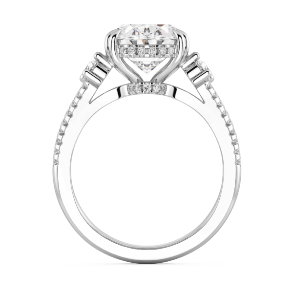 Octavia Side White Gold Lab Grown Diamond Oval Double Prong Set Pear Accents Open Split Band Ring