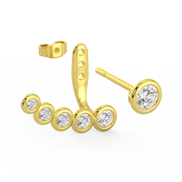 Thalia Round Angled Yellow Gold Lab Grown Diamond Curved Bar Enhancer With Anna Studs