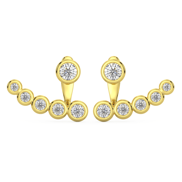 Thalia Round Front Yellow Gold Lab Grown Diamond Curved Bar Enhancer With Anna Studs