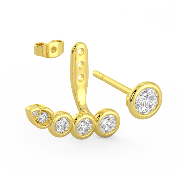 Thalia Tapered Angled Yellow Gold Lab Grown Diamond Curved Bar Enhancer With Anna Studs