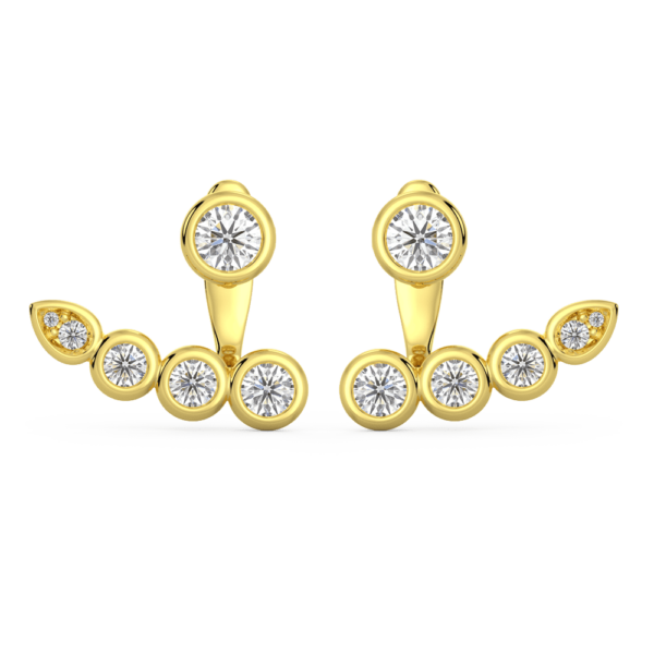 Thalia Tapered Front Yellow Gold Lab Grown Diamond Curved Bar Enhancer With Anna Studs