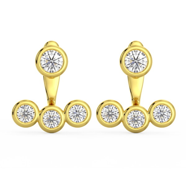 Therese Front Yellow Gold Diamond 3 Round Bezel Earring Enhancer With Anna Studs